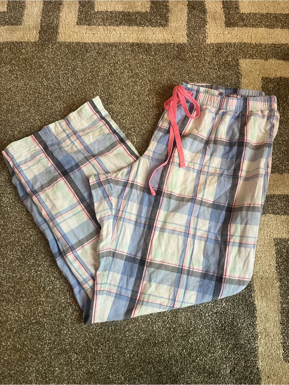 Women’s Plaid Lounge Pajama Pants in Blue and Pink